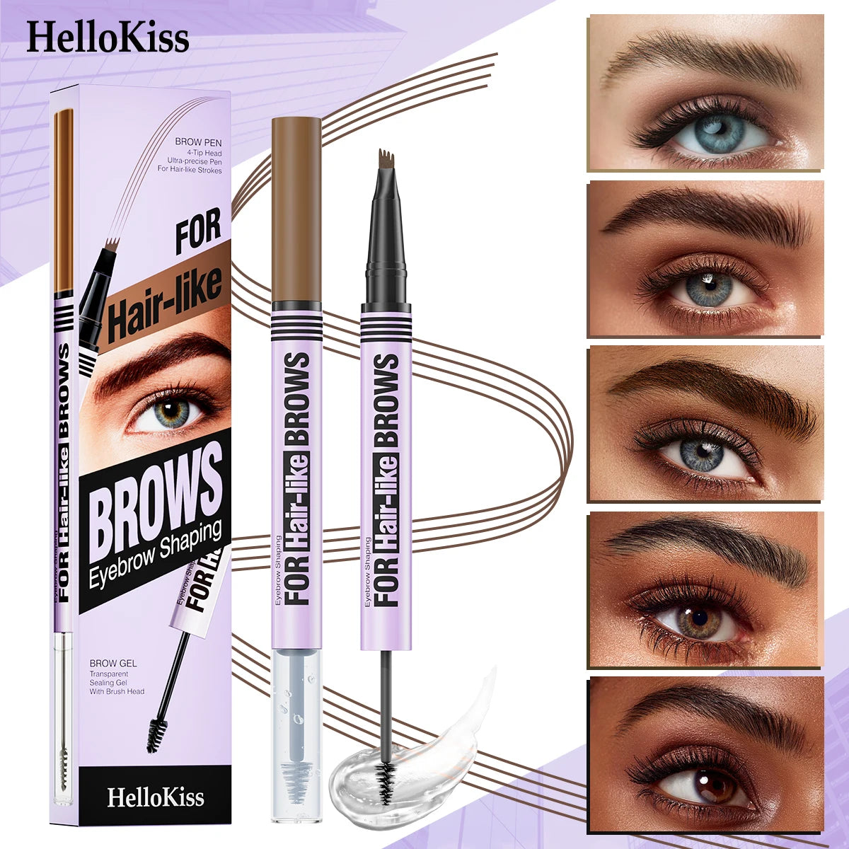 1PC Double-Ended Waterproof Eyebrow Pencil - Non-Fading, Precise Application for Long-Lasting Brow Makeup Qme