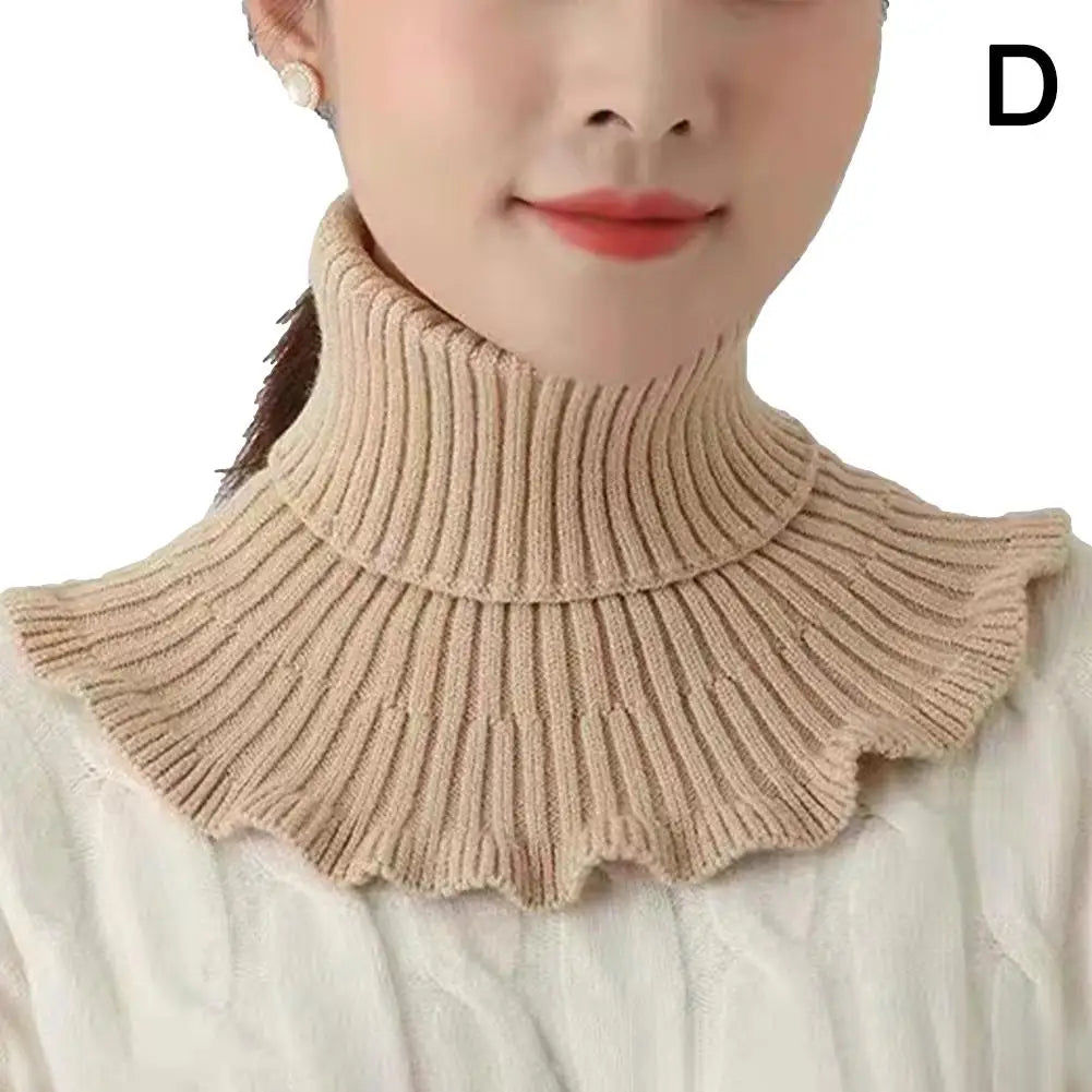 Warm Knitted Fake Collar Woolen Women Turtleneck Knitted False Fake Collar Detachable Neck Scarf Thicken Windproof Fake Collars Qme D