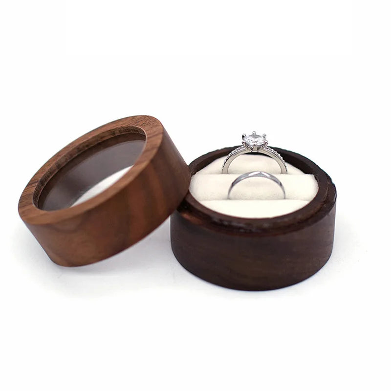 Premium Solid Wood Jewelry Organizer (Black Walnut) - Jewelry Display for Earrings & Couples Rings Jewelry Case Valentine Gift Qme