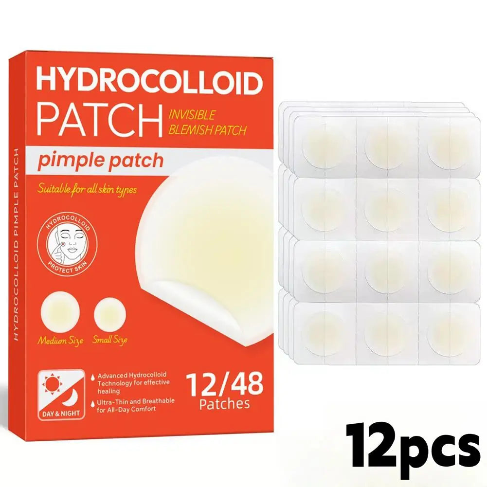 12 24Counts Invisible Hydrocolloid Pimple Patches Breakouts Thin Qme red-12pcs