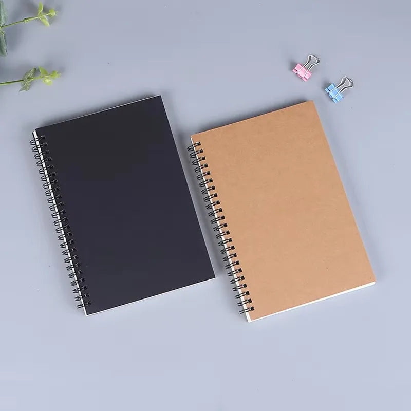 1 Book 50 Sheets Retro Spiral Kraft Paper Notebook Coil Sketchbook Graffiti Drawing Diary Journal Office School Writing Station Qme