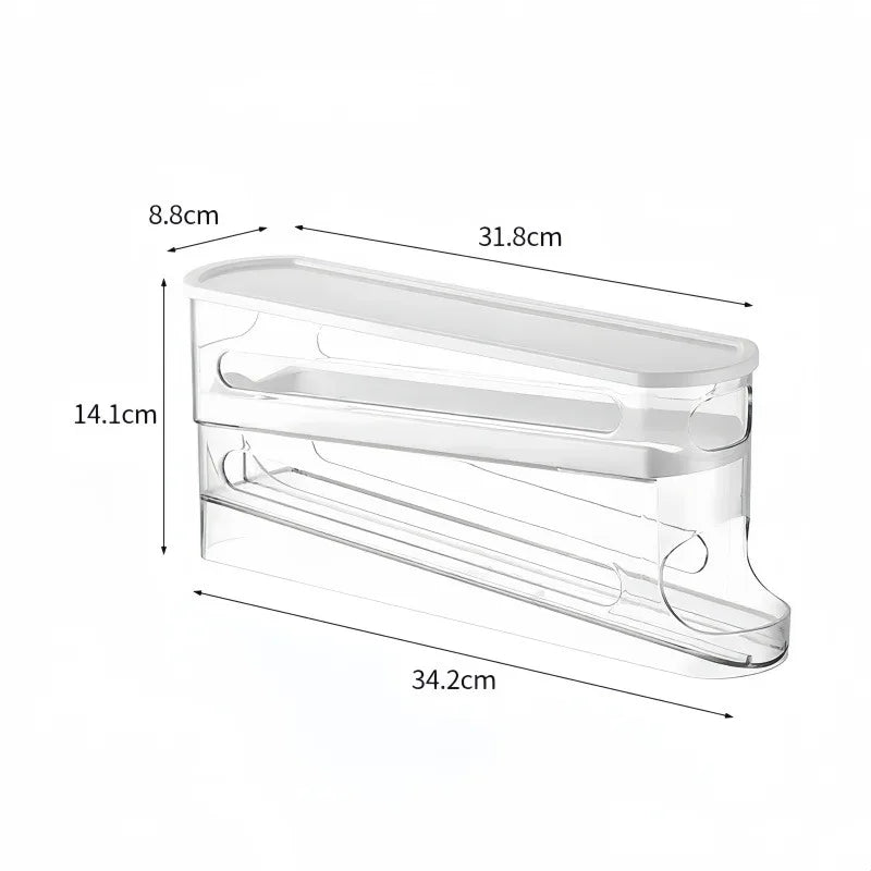 Bilayer Fridge Egg Storage Box Automatic Rolling Eggs Holder Rack Qme A-White