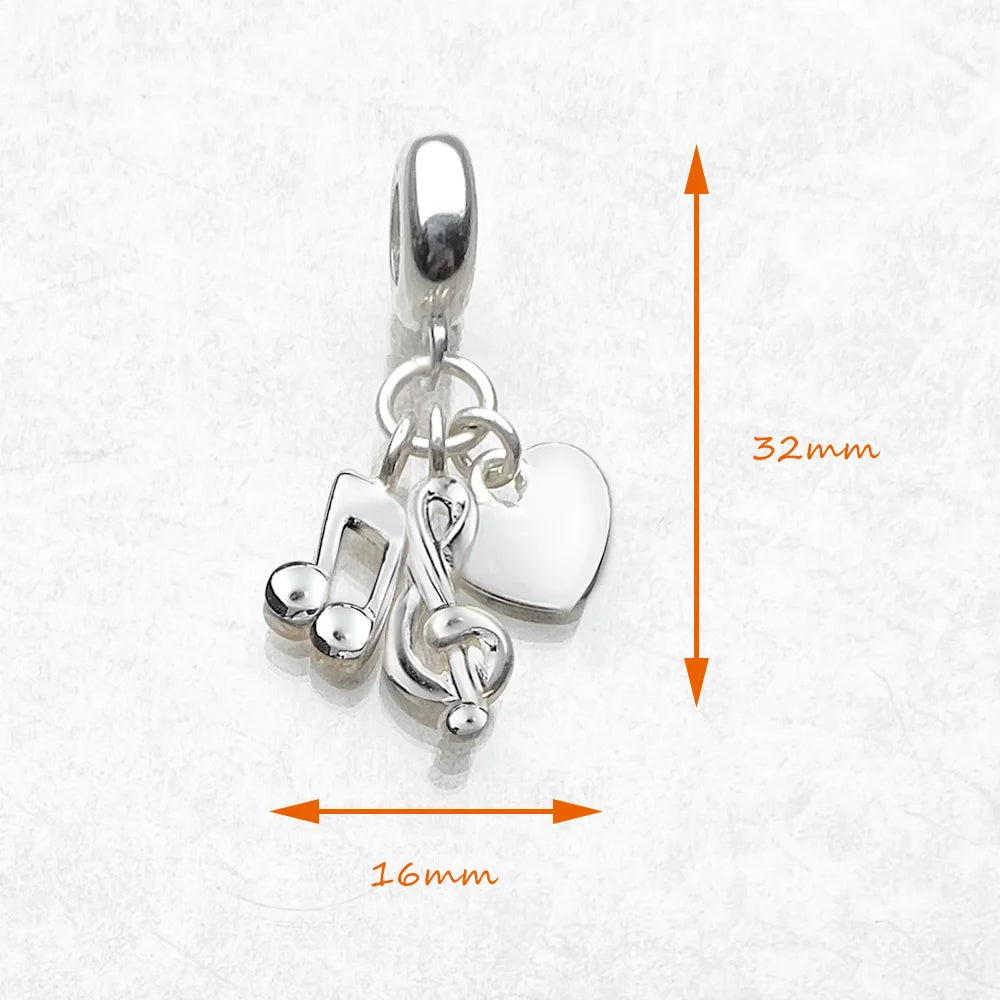 Minimalist Simple Fashion Heart Shaped Musical Note Pendant Charm Love Music Jewelry Pure 925 Sterling Silver Special Gift Qme