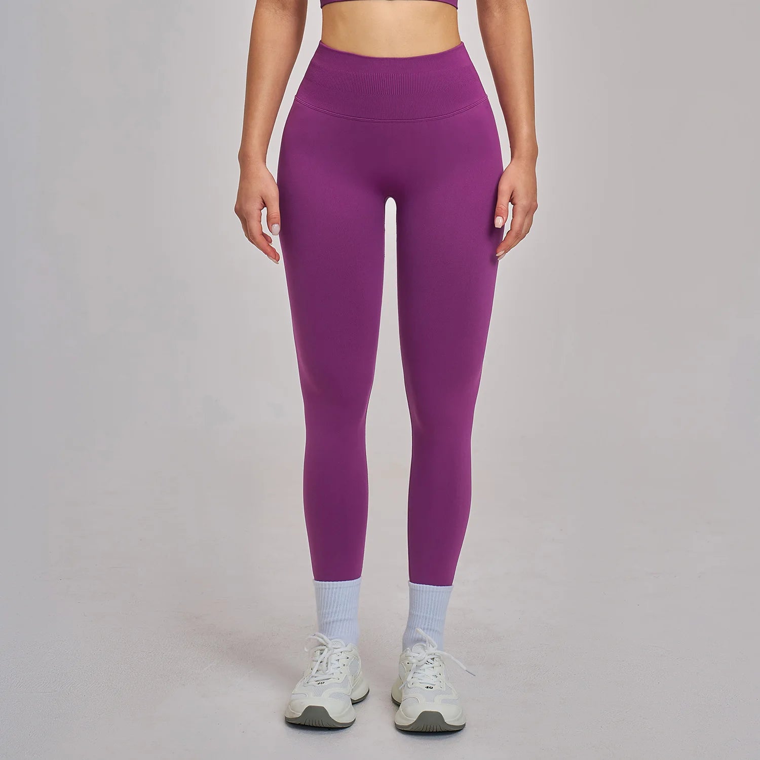 A Scrunch Butt Women Yoga Pants Seamless Sports Leggings High Waist Gym Fitness Tights Quick Drying Workout Pants Qme Deep berry purple M