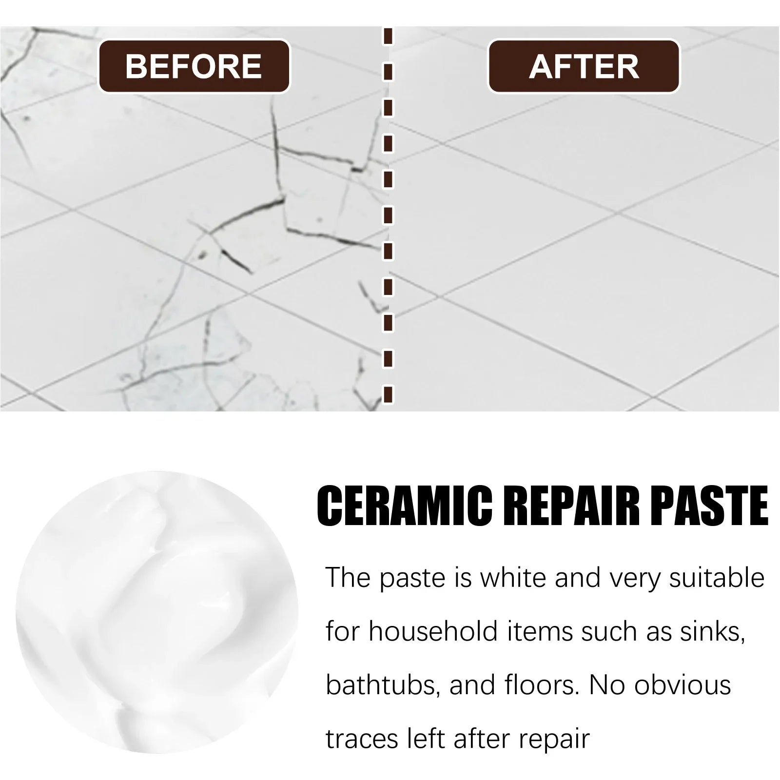 Tile Repair Agent Porcelain Crack Marble Floor Tile Toilet Washbasin Repairing Strong Bonding Waterproof Crack Repair Caulk Glue Qme