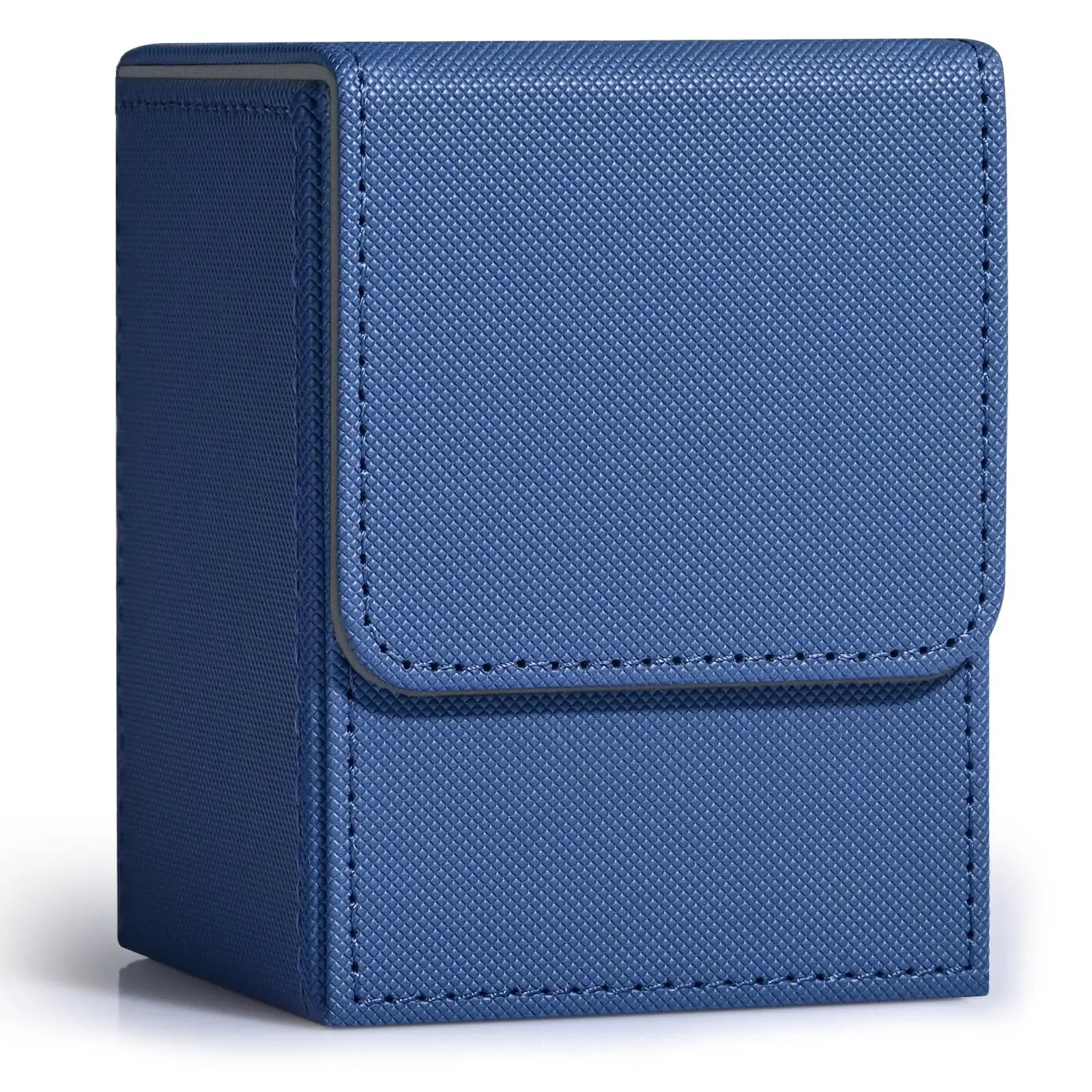 Card Fit For 100+Single Sleeved Cards With 2 Dividers, Leather Trading Commander Deck Box Compatible With Mtg Card Deck, Qme Dark Blue
