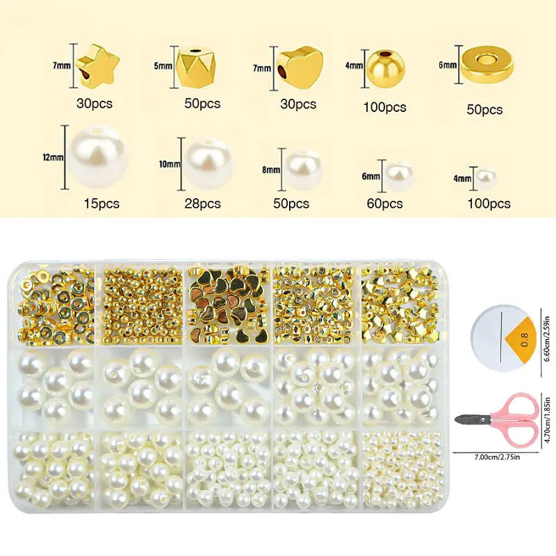 Golden Spacer Beads For Bracelets Making Kit Assorted DIY Pearl Beads Acrylic Alphabet CCB Beads Kit For Jewelry Making Supplies Qme Bead kit 2