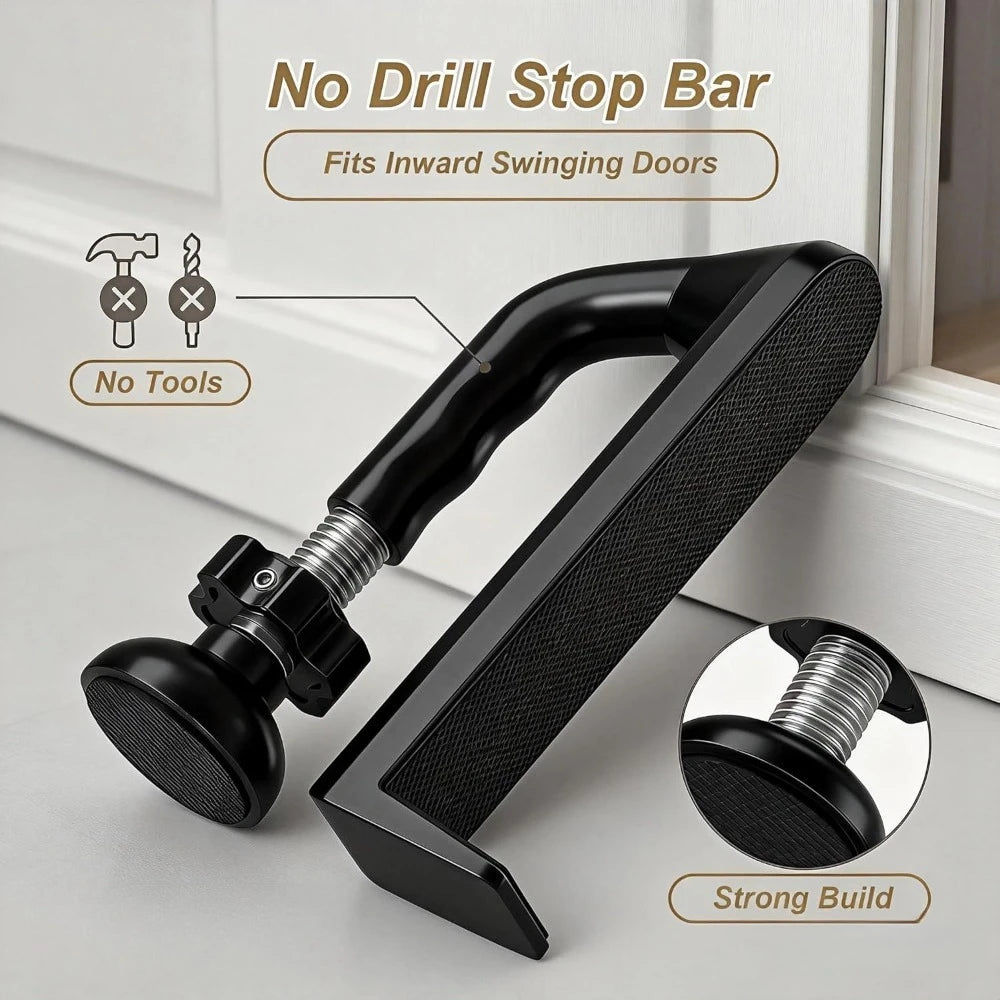 Heavy Duty Metal Portable Door Stopper Travel No Drill Security Qme