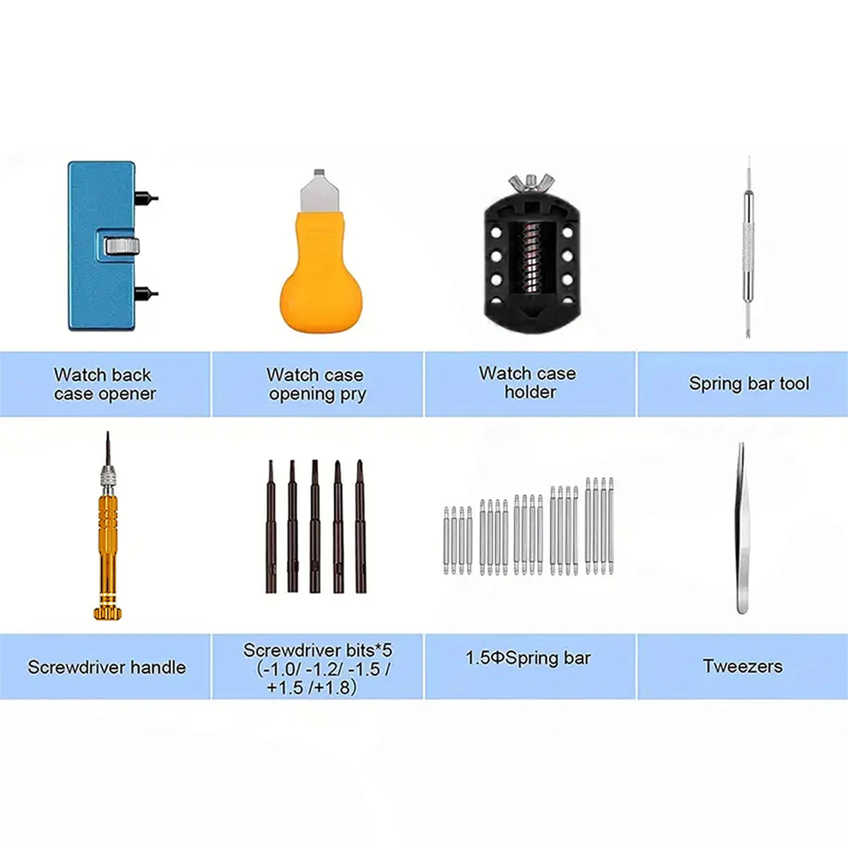 31 pieces Watch battery replacement kit service screwdriver watch band replacement tool shell opener Ideal choice for Gifts Qme