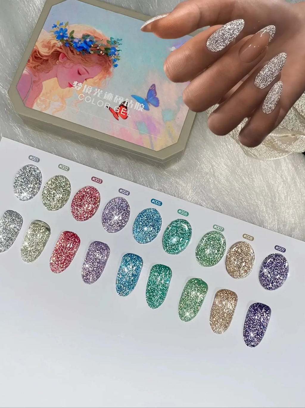 9 Colors Solid Polish Reflective Disco Glitter Nail UV Gel DIY Art Qme
