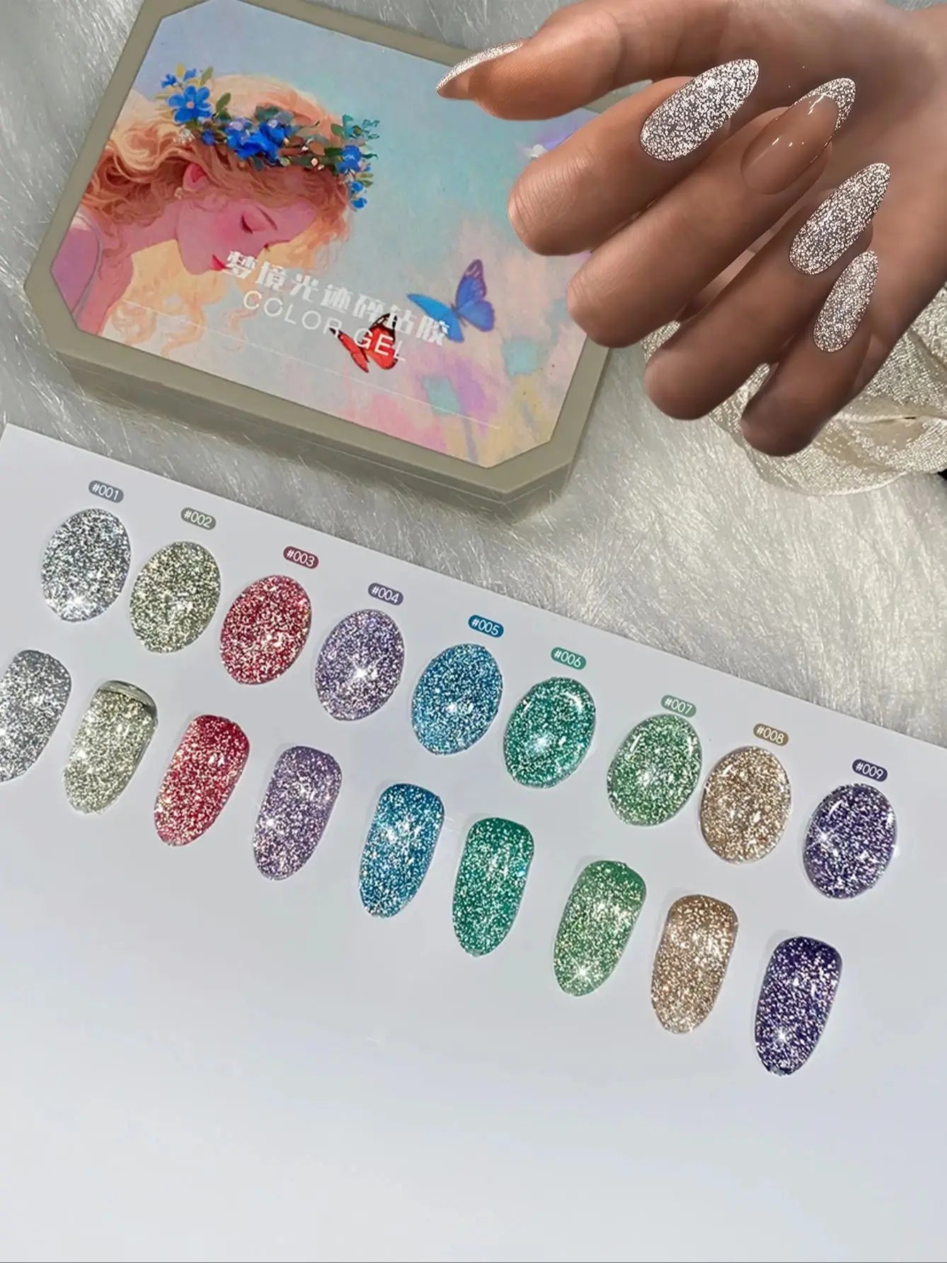 9 Colors Solid Polish Reflective Disco Glitter Nail UV Gel DIY Art Qme