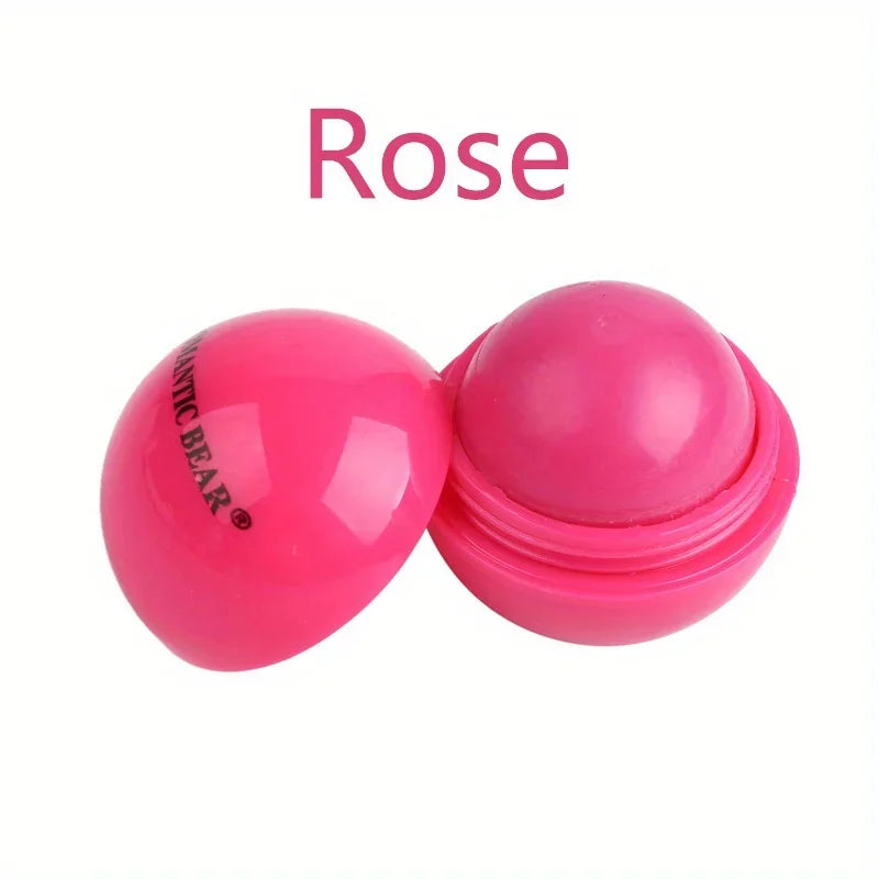 Cute Ball Shaped Lip Balm Hydrating Soothing Long-lasting Plumper Qme chunqiu-Rose