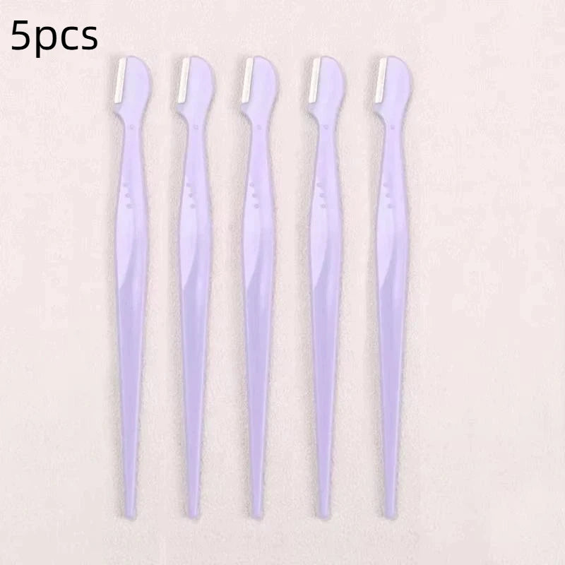 Precision Straight Handle Eyebrow Trimmers 2 3 Round Head Grooming Qme 5pcs Purple