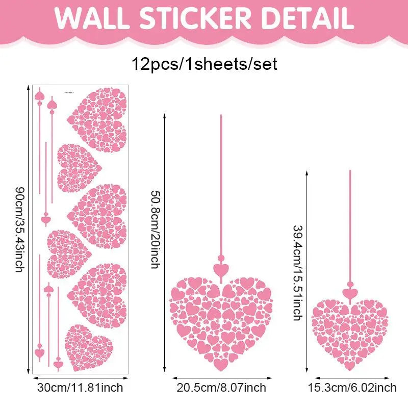 1pcs Valentine's Day Atmosphere Decorative Stickers,Heart-shaped Stickers For Glass Windows And Display Windows, Window Stickers Qme A2