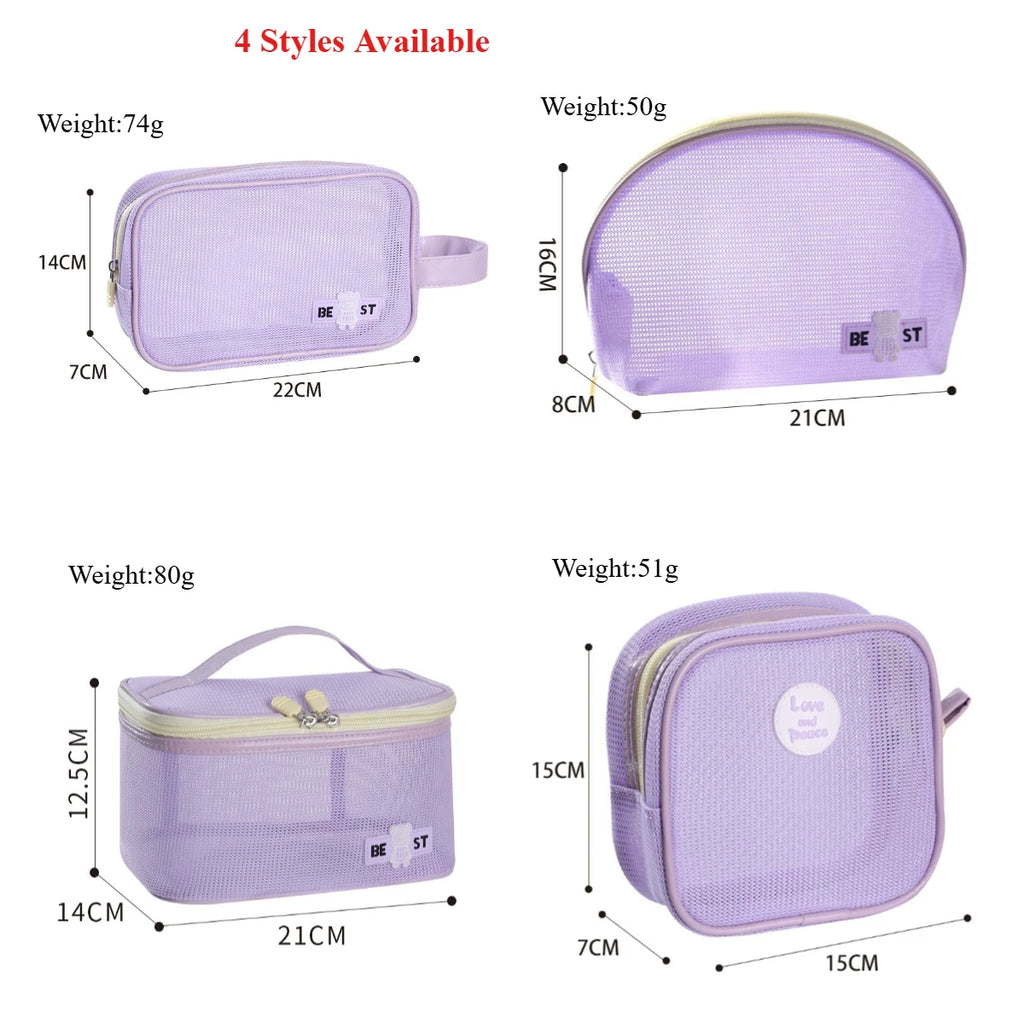 Hot Sale Portable Handheld Toiletries Bag Outdoor Travel Cosmetic Organizer Mesh Toiletry Organizer Trendy Beach Cosmetic Pouch Qme