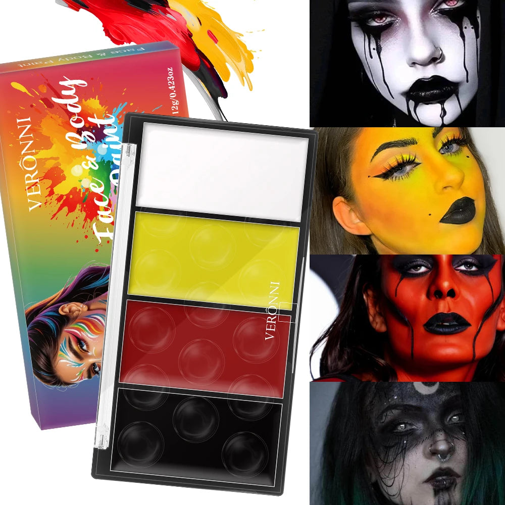 4 Colors Oil Based Face Body Paint Palette Waterproof Long Lasting Qme