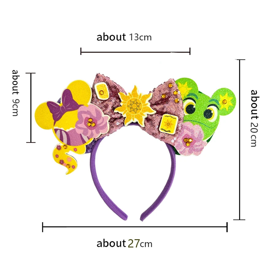 Sunflower Fashion Mouse Ears Princess Headband For Kids Band For Women Hair Accessories Girls Sequins 5" Sequin Bow Headwear Qme