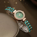 20261/4PCS Elegant Women's Wristwatch Set Fashion Rhinestone Bracelet Band Ladies Quartz Watches Reloj Mujer（Without Box） Qme 1PC Green No Box