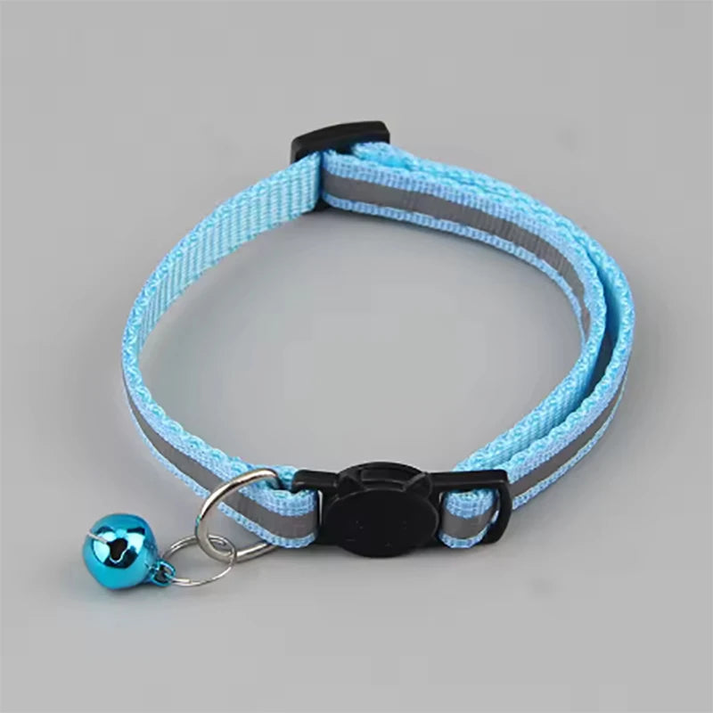 Reflective Split Type Cat Collar Colored Cat Collar Pet Kitten Product Suitable for Cats to Wear When Going Out Qme Sky blue 1pcs