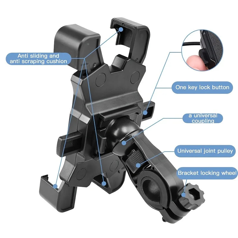 Bike Phone Mount Universal Bicycle Motorcycle Handlebar Phone Mount Holder For 4.8-6.8 Inch Cell Phone Qme