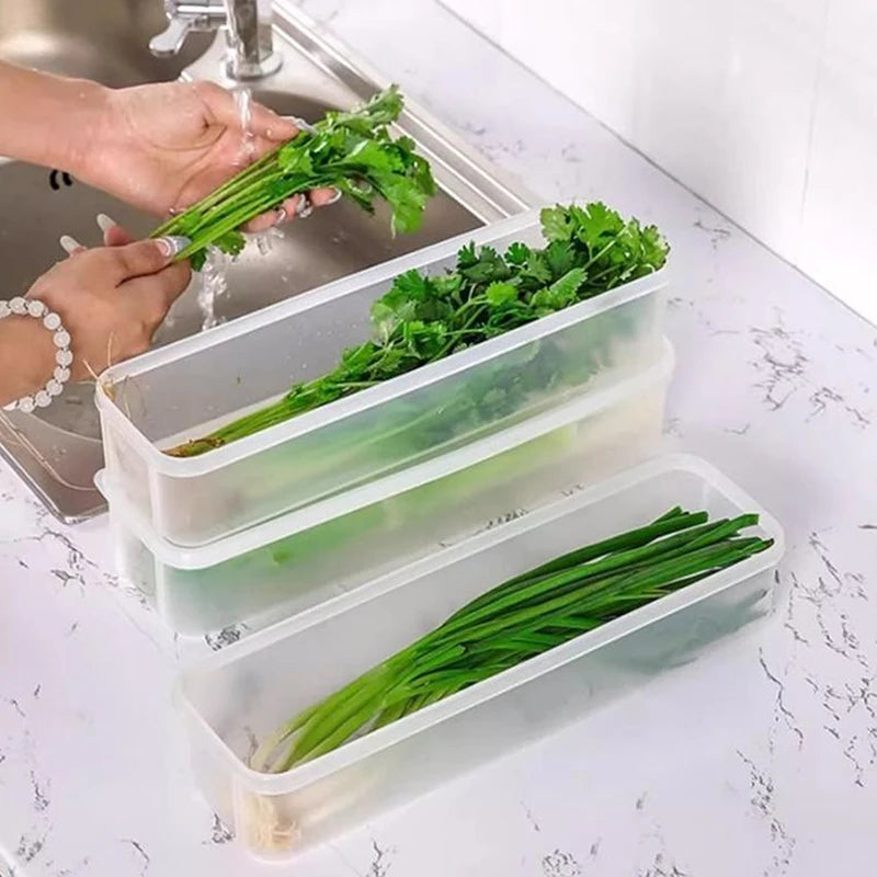 Refrigerator Organizer Boxes Kitchen Accessories Long Rectangular Qme