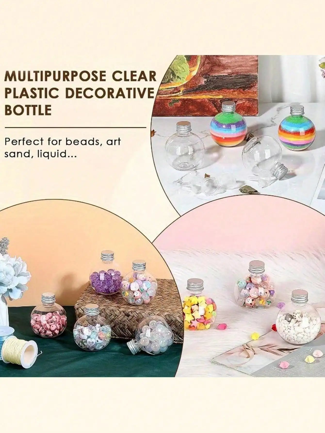 Mini Round Plastic Ball Bottles Lids Made Thickened Material Suitable Qme