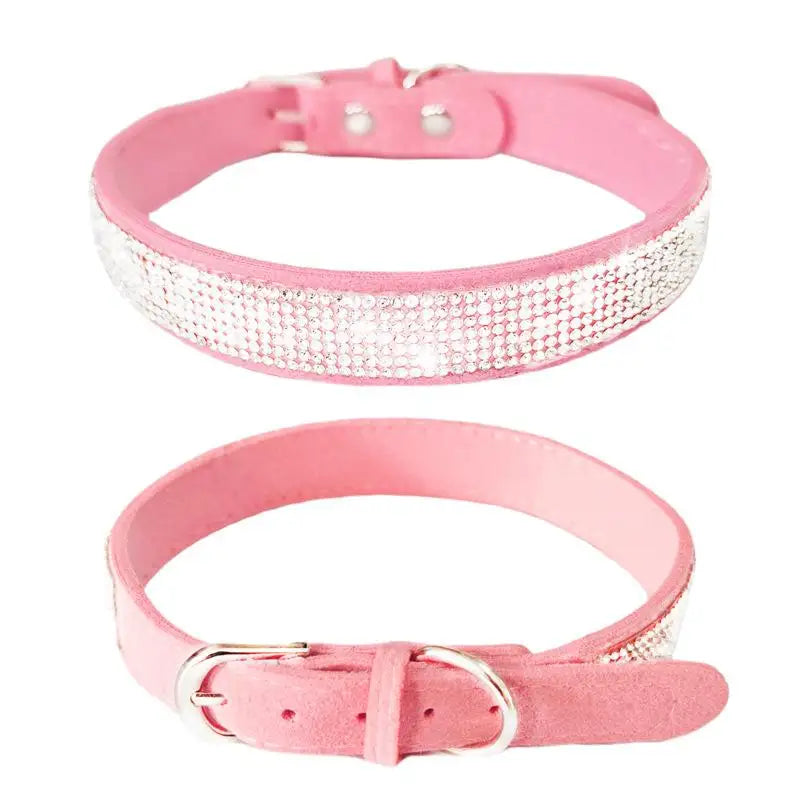 Crystal Dog Collar Comfortable Glitter Dog Collars Zinc Alloy Buckle Collar For Small Dogs Cats Qme Pink