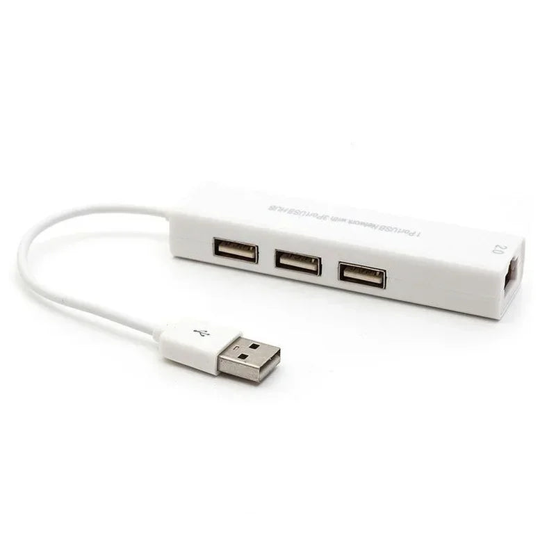 USB Ethernet USB To RJ45 Hub 10/100M Ethernet Adapter Network Card with 3 Ports USB Hub Lan Driver Free for Macbook Windows Qme