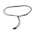 Retro Slim Rope Waist Chain Adjustable Bead Leather Waistband Chinese Qme Coffee