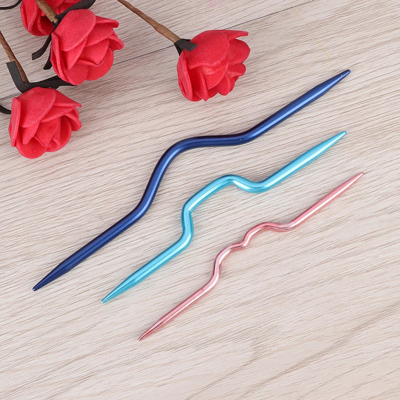 3Pcs/lot Curved Crochet Hooks Aluminum Knitting Needles Pins For Scarf Sweater Twist Weaving Sewing Stitch Knit Tools Qme