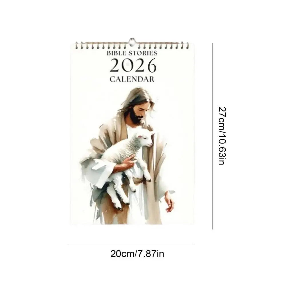 2026 Calendar 2026 Bible Story Religious Wall Calendar Inspirational Christian Planner Art Religious Home Decor for Bedroom Qme as shown