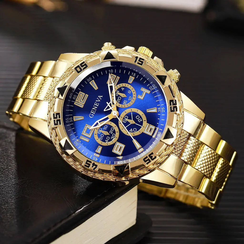 Fashion Business Men Watch Luxury Big Dial Mens Quartz Wristwatches Clock Gift Reloj Hombre（Without Box） Qme
