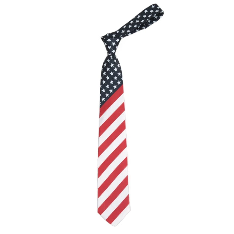 Star Striped American USA Tie Dacron Printing Flag Necktie Unisex Qme 1 pcs