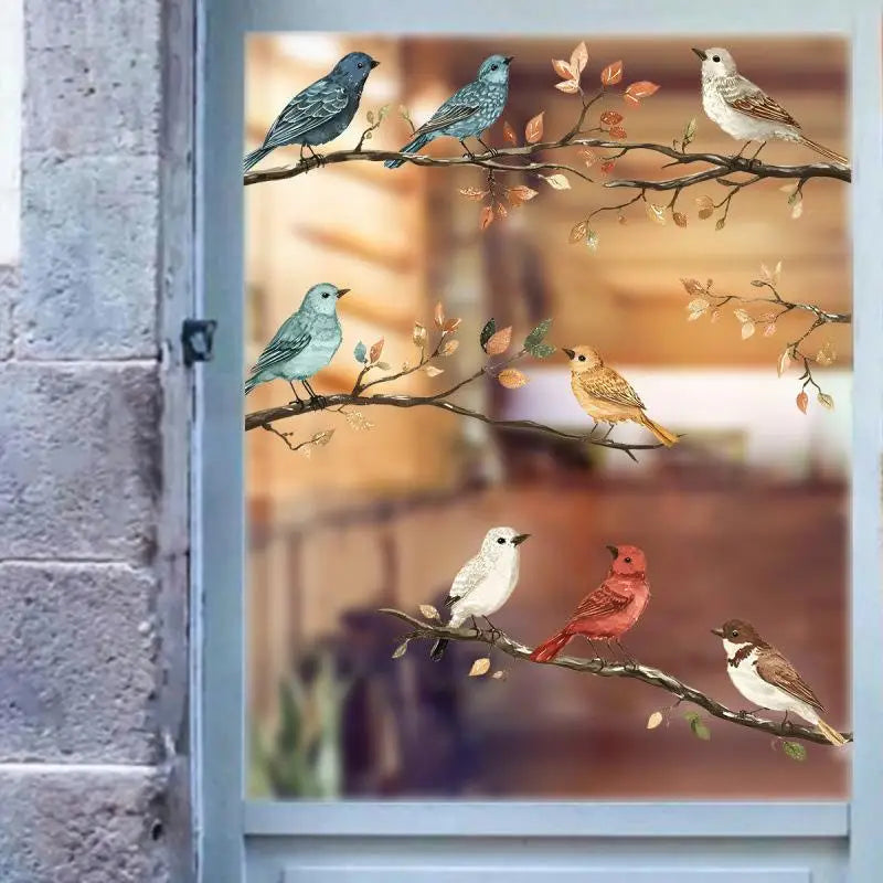 Bird Branches Window Stickers Removable Bedroom Home Decoration Qme