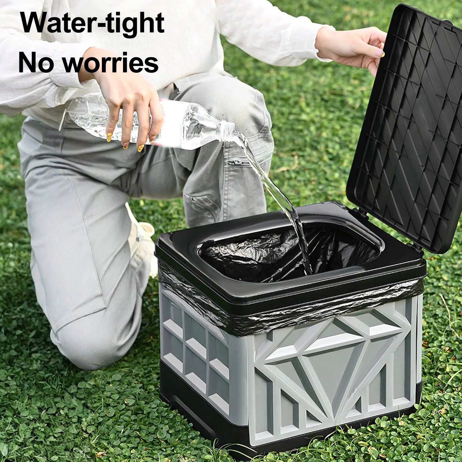 Folding Collapsible Toilet for Adults & Kids Emergency Toilet with Lid & Reusable for Camping Travel Outdoor Car RV & Emergency Qme