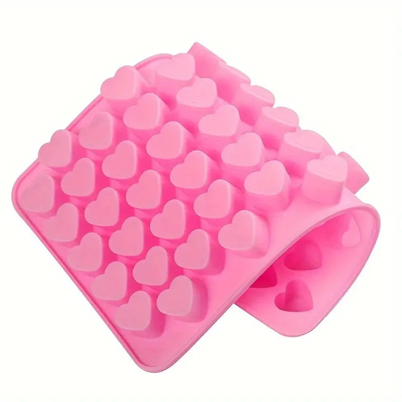 55 Mini Heart Shapes Silicone Soap Crayon Ice Cube Candy Decoration Chocolate Mold, Reusable Cake Mold Baking Kitchen Supplies Qme