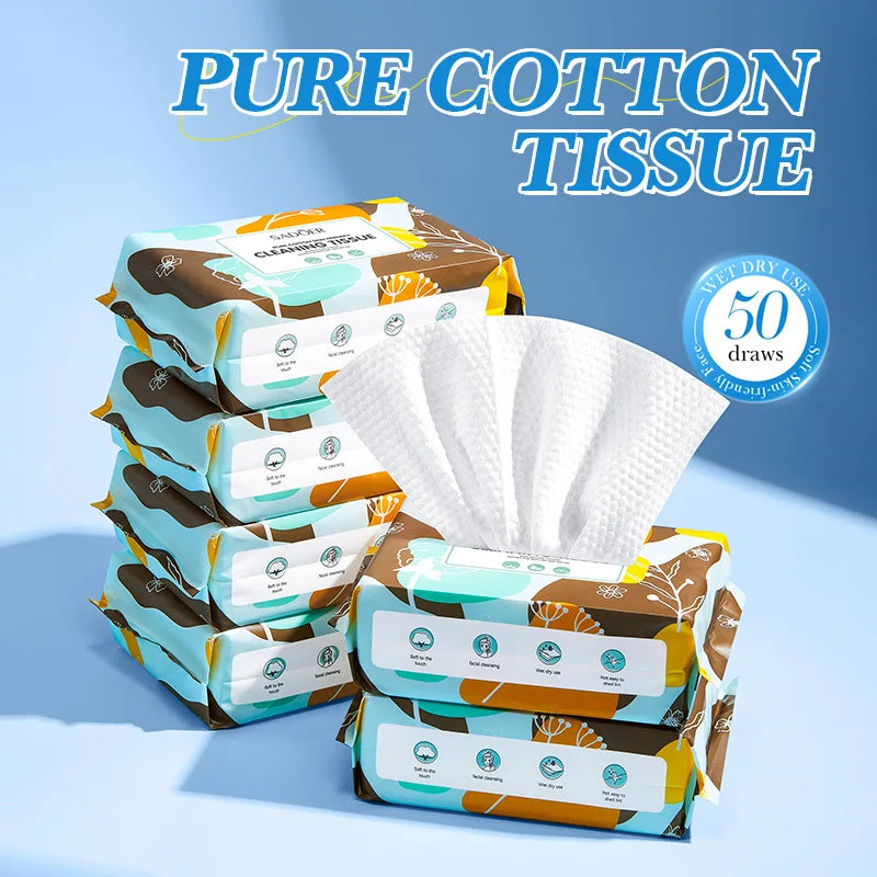 50-Ply Cotton Face Wipes Skin Care Daily Makeup Remover Facial Qme