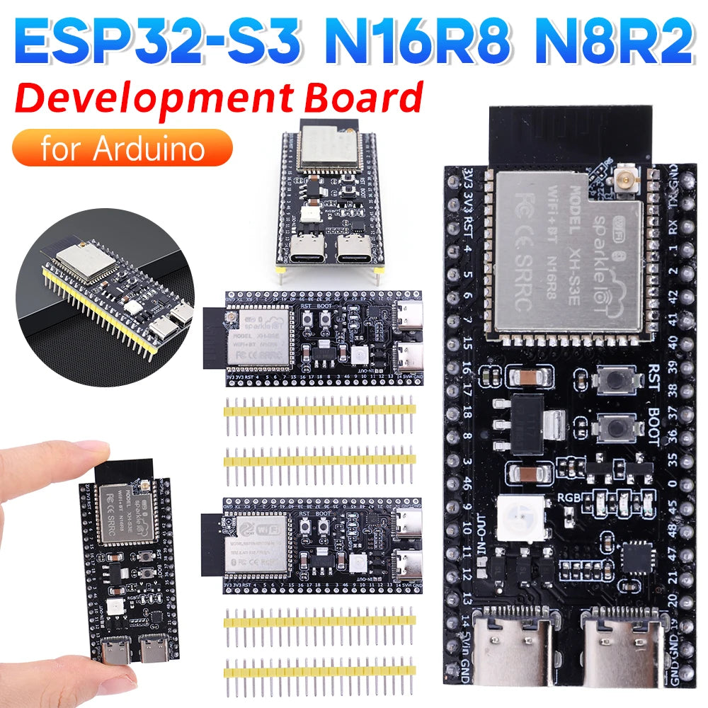 ESP32 S3 Development Board with Expansion Adapter Kit 2.4G Wifi BT Module MCU ESP32-S3WROOM1 N16R8 44Pin Type-C ESP32-S3 Qme