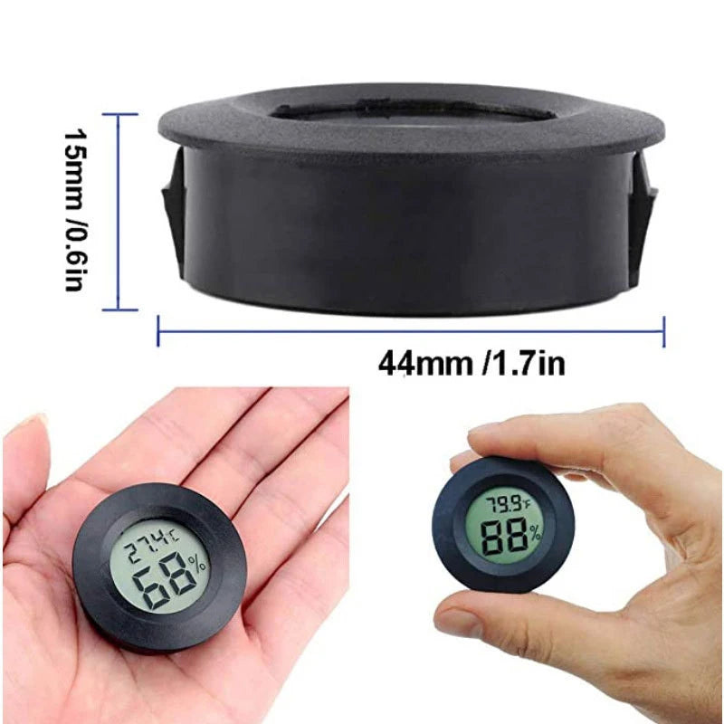 70 C Mini LCD Digital Thermometer Hygrometer Round Temperature Qme