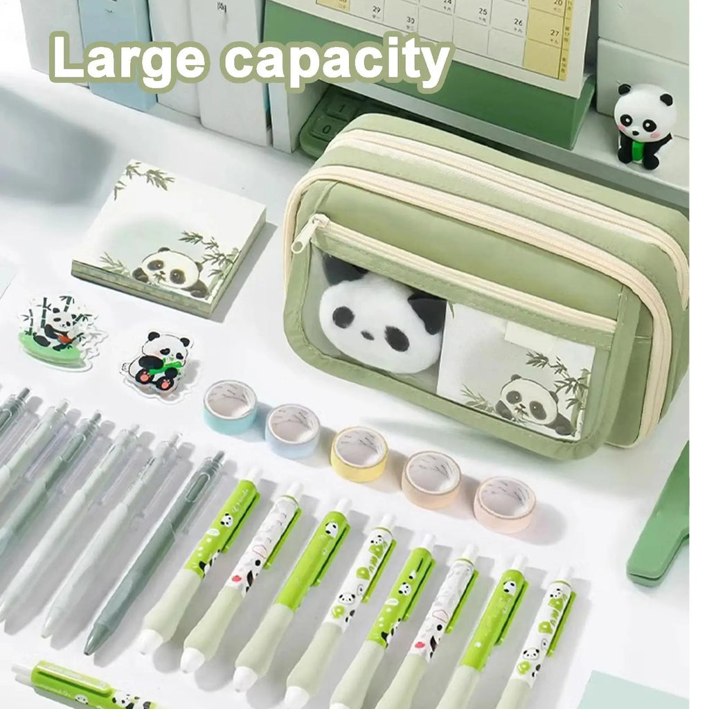 Aesthetic Pencil Case Panda Large Capacity Animal Cute Pouch Qme