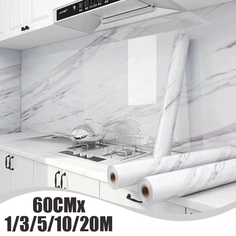 60cm Marble Self-adhesive Wallpaper Bathroom Kitchen Dining Room Cabinet Countertop Wall Sticker Waterproof And Mildew Proof Qme