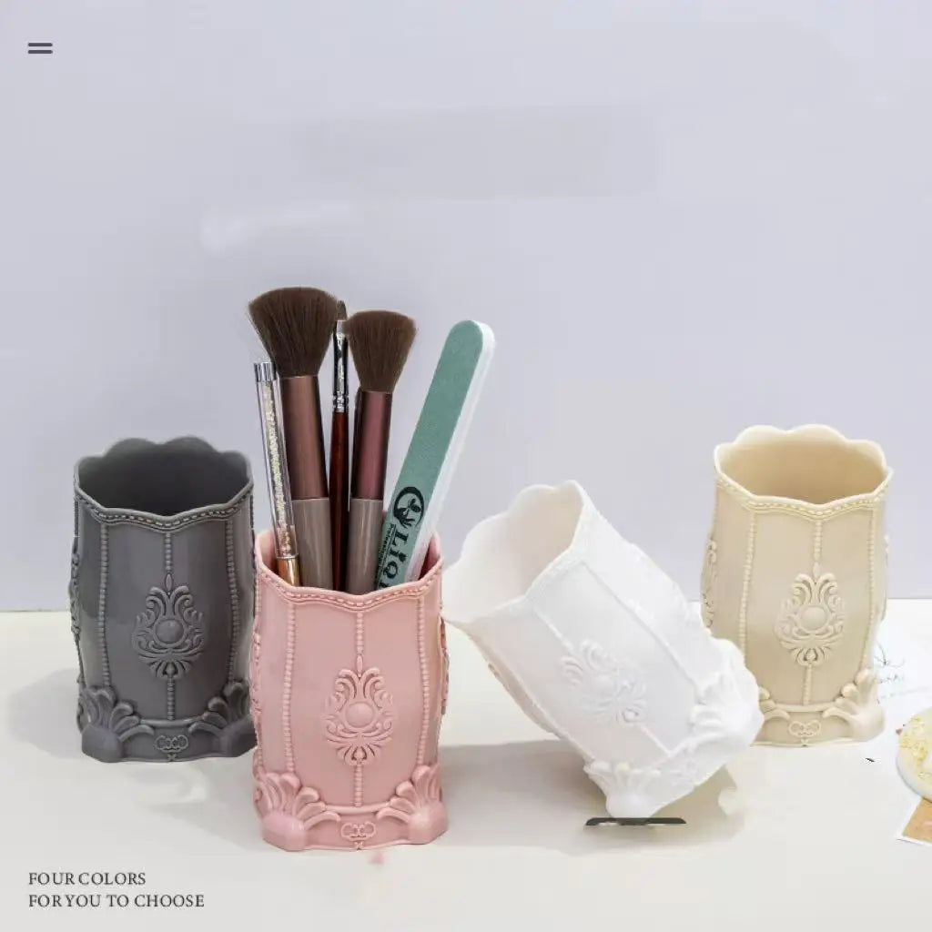Vintage Matte Desk Organizer Versatile Nail Art Container Pastel Qme