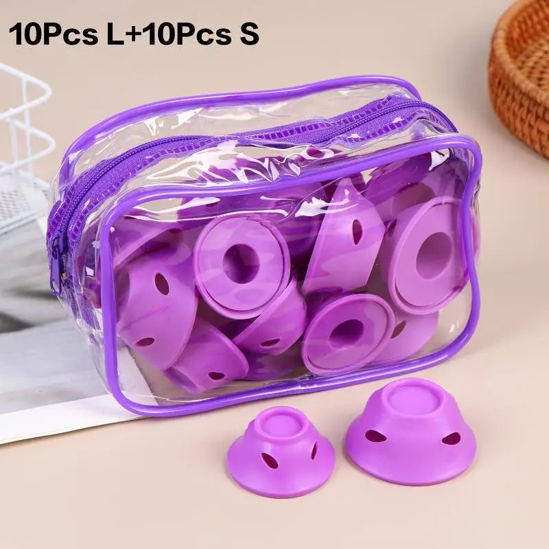 Silicone Hair Curling Rollers DIY Mushroom Bell Shapes Spiral Design Qme Purple