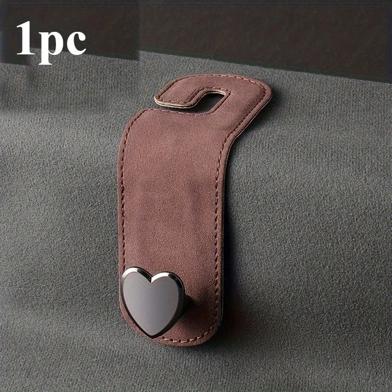 Cute heart-shaped vehicle storage pendant wallet bag, car interior seat backrest storage accessories, SUV sedan universal Qme Brown
