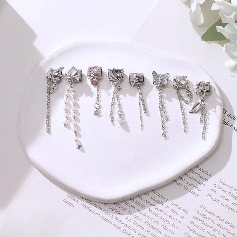 2026 Love Heart Bird Lock Butterfly Bows Long Chain Italian Charm Fit 9mm Bracelet Stainless Steel Drop Shipping Women Jewelry Qme