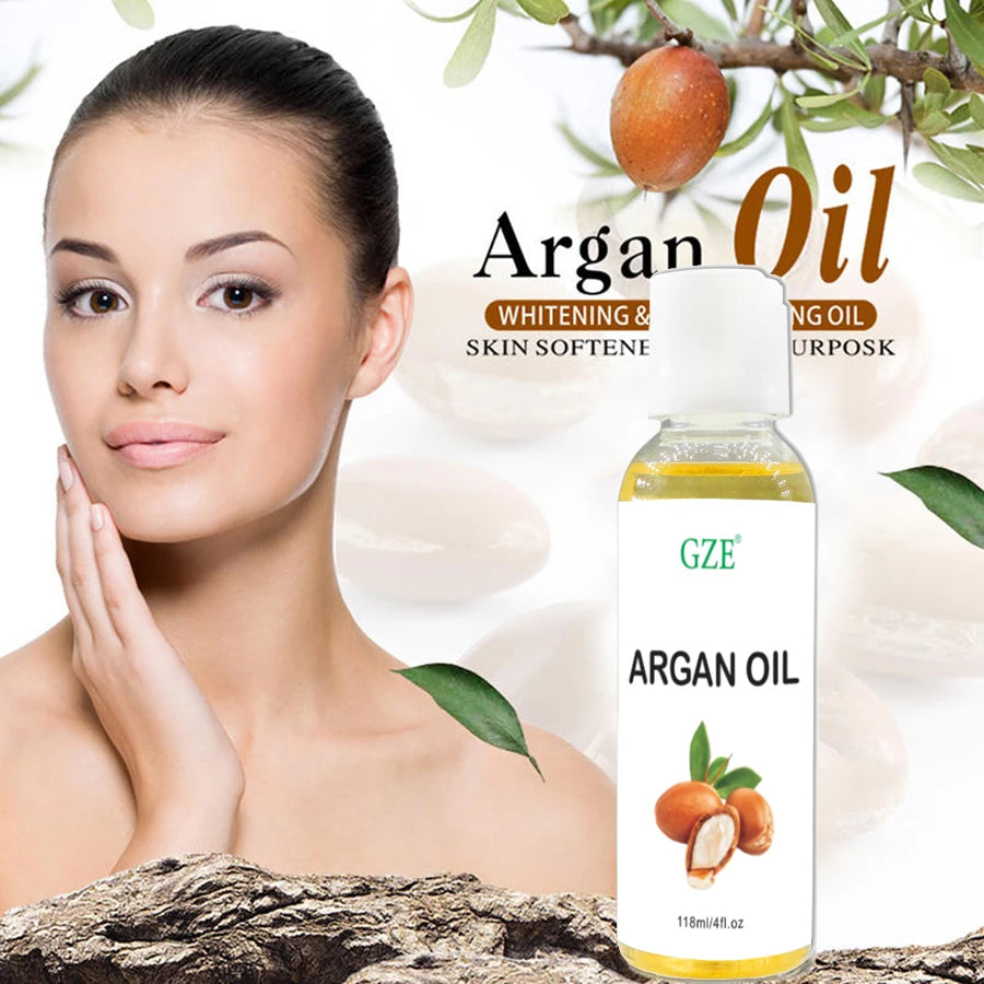 GZE Organic Moroccan Argan Oil Pure Cold Pressed Virgin Premium Grade Moisturizer for Dry, Damaged Skin, Hair, Face, Body, Scalp Qme