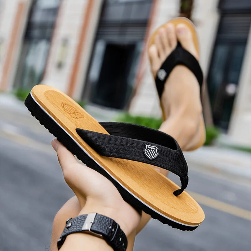 Men Flip Flops Beach Sandals Summer Slippers Non-Slip Casual Flat Shoes 2024 Slippers Indoor House Shoes For Men Outdoor Slides Qme