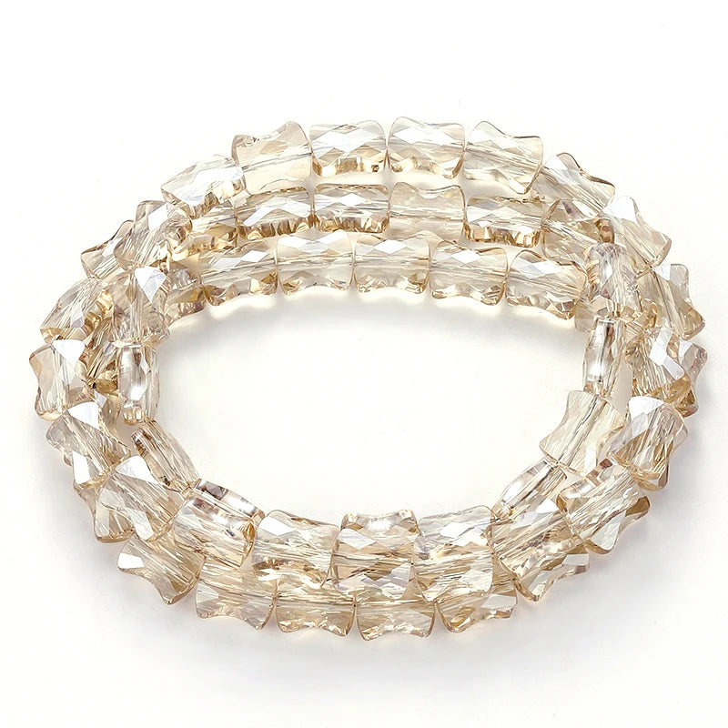 Bamboo Glass Beads AB Color Faceted Flat Curved Waist Column Crystal Loose Spacer Bead for DIY Crafts Earring Bracelet Jewelry Qme Color 7 8x11mm-60pcs