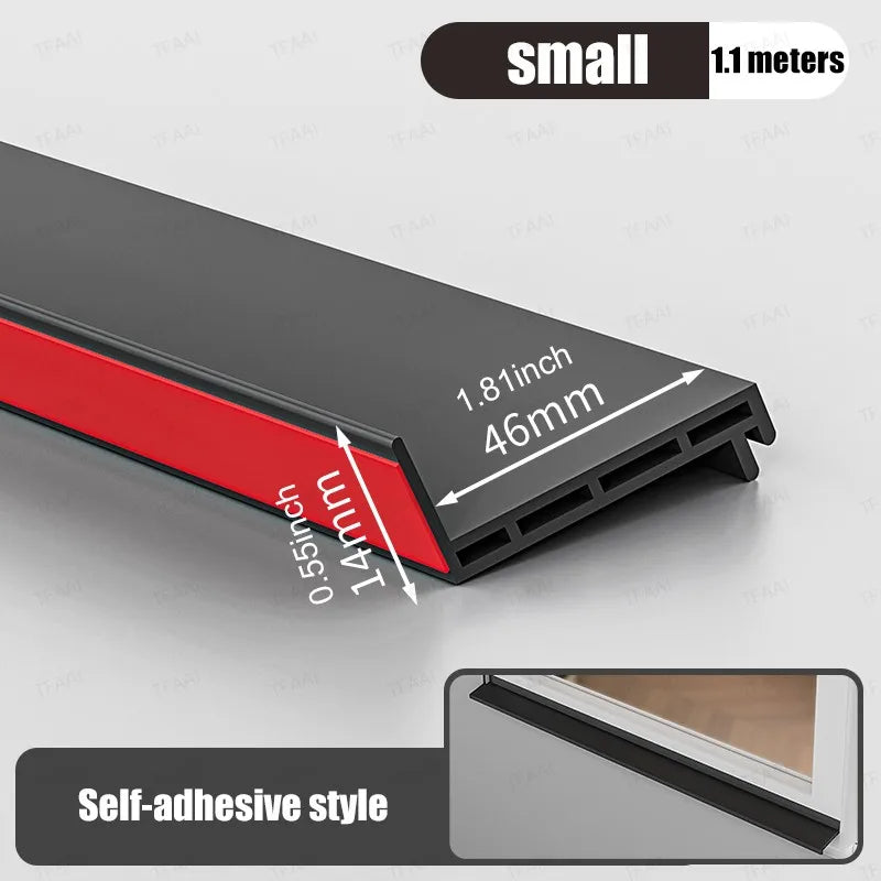 1.1M TPE Windows Water Retaining Strips Heat Cold-resistant Sliding Window Weather Strip Easy Installation Windproof Seal Strip Qme Outer Window-46mm 1.1M