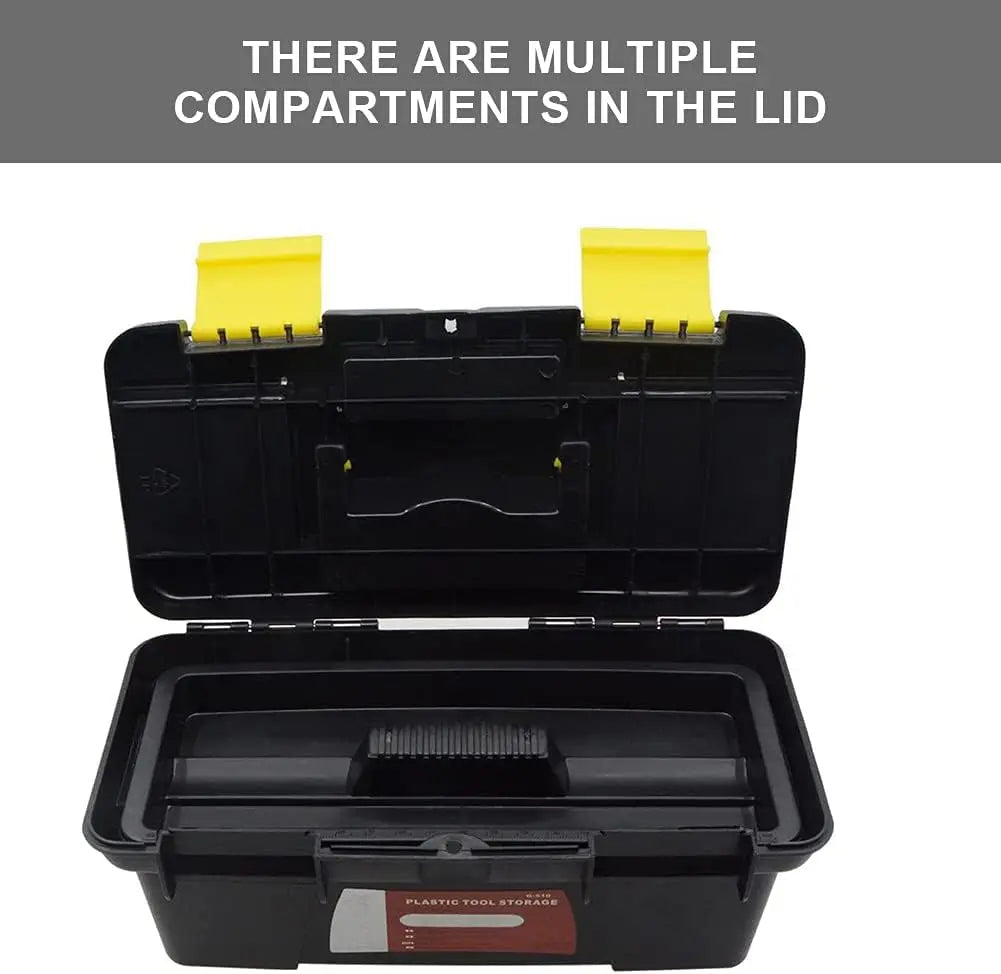 10 inch Double-Layer Tool Storage Box,Hand Tool Case Portable Toolbox,2 Layer Plastic Hand Tool Chest Storage Case. Qme
